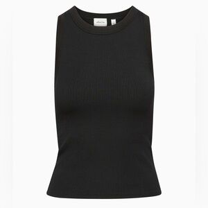 Aritzia Wilfred Saone Tank Top Tencel Modal Black Ribbed Size S
